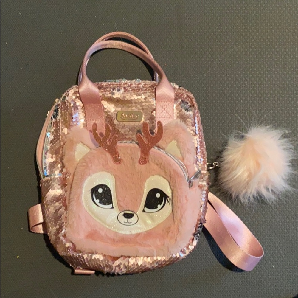 Justice mini backpack sequin deer